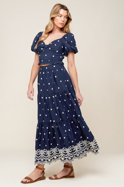 bebe-alert-navy-woven-midi-skirt Flying Tomato-Sophia's Style-6